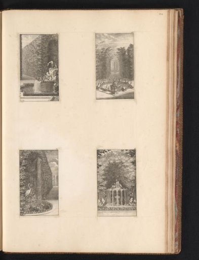 Four Views of the Labyrinth of the Palace of Versailles with Fountains