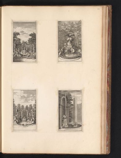 Four Views of the Labyrinth of the Palace of Versailles with Fountains