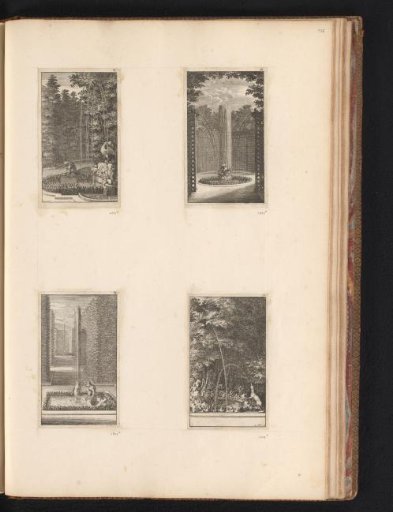 Four Views of the Labyrinth of the Palace of Versailles with Fountains