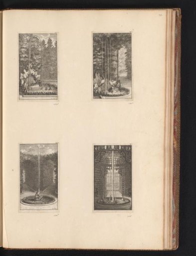 Four Views of the Labyrinth of the Palace of Versailles with Fountains