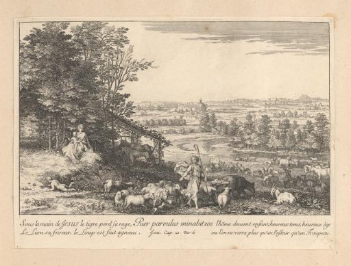 Landscape with Christ as shepherd