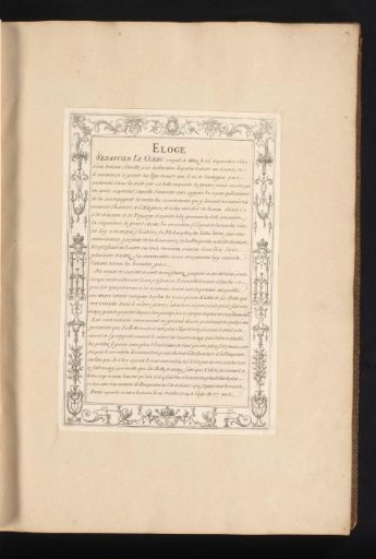 Biography of Sébastien (I) Leclerc in an ornamental frame