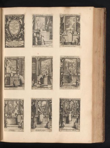 Title print and eight prints from a series on the customs of priests during Mass