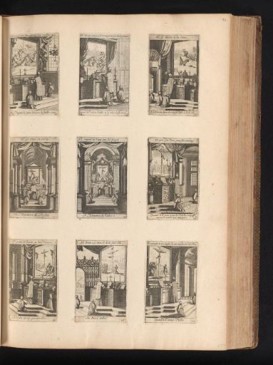 Nine prints from a series on the customs of priests during Mass