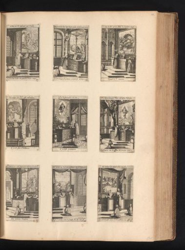Nine prints from a series on the customs of priests during Mass