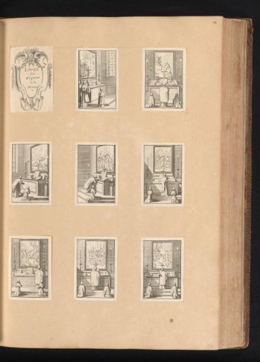 Title print and eight prints from a series on the customs of priests during Mass