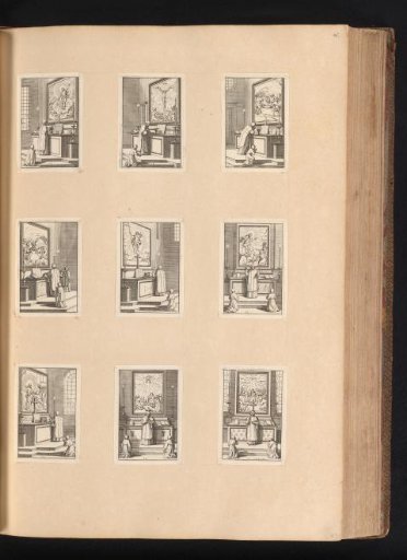 Nine prints from a series on the customs of priests during Mass