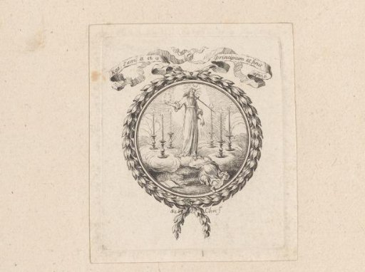 Cul-de-lampe with John the Evangelist before the apocalyptic Christ