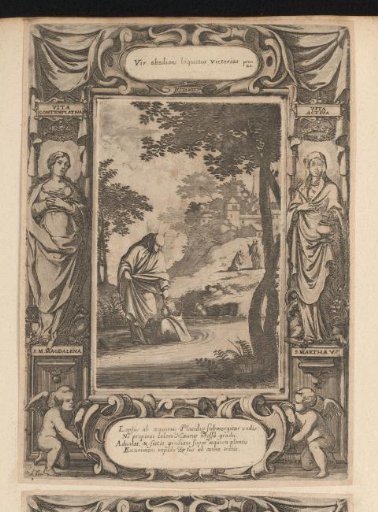 St. Maurus rescuing St. Placidus who had fallen into a lake, in a cartouche