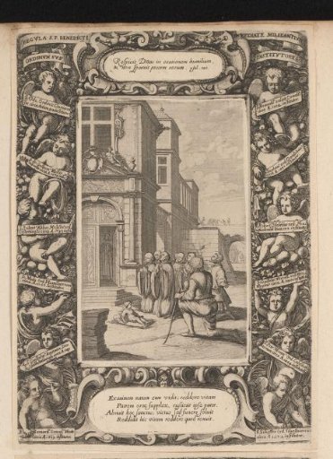 H. Benedictus raises a child to life, in a cartouche