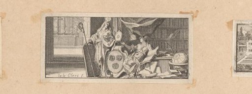 Allegorical representation of the Church and Study with the coat of arms of Bossuet