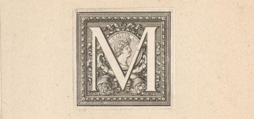 Initial 'M' with a Medal Bearing the Portrait of Julius Caesar