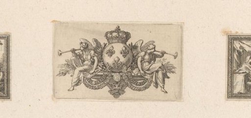 Cul-de-lampe with angels blowing a coat of arms