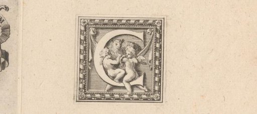 Initial 'C' with two putti and a sheep