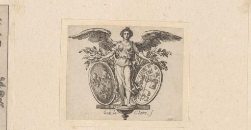Cul-de-lampe with a winged woman bearing the arms of France and Toulouse