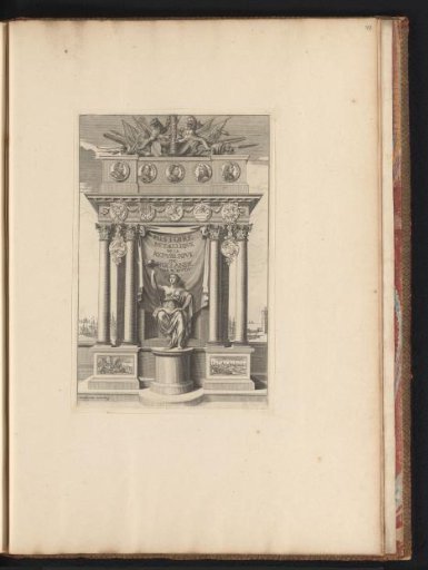 Allegorical temple with medals and coins