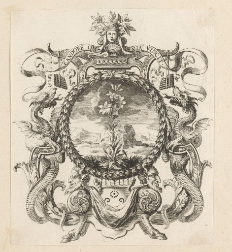 Landscape with a lily, in a cartouche