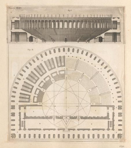 Plan and Cross-Section of a Roman Amphitheatre