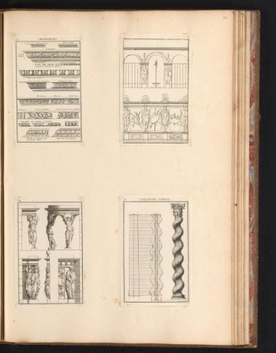 Classical ornaments, caryatids and a twisted column