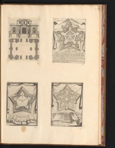 Fortified gate and plans of fortified towns