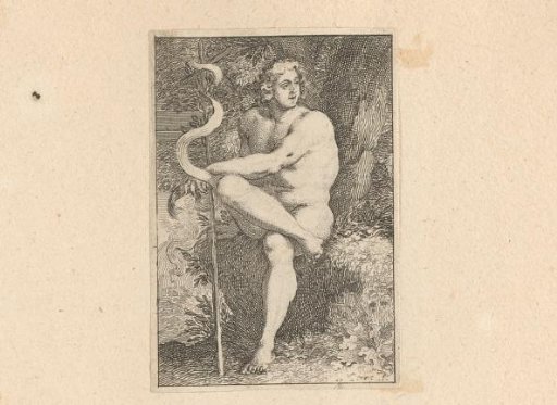 Nude, seated man with a staff, possibly St. John the Baptist
