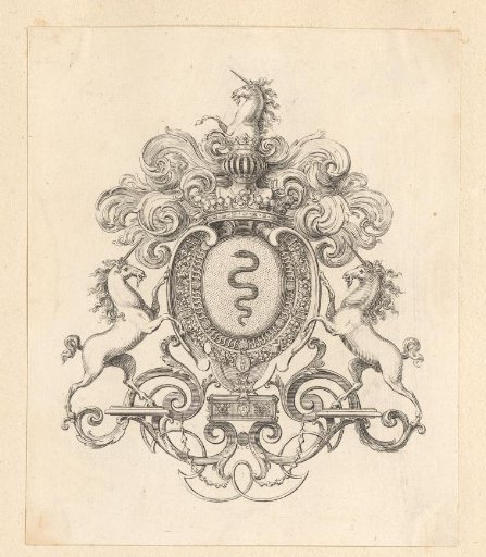 Coat of arms of Jean-Baptiste Colbert with a snake and unicorns