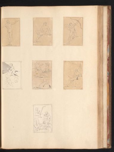 Seven Drawing Examples of Naked Men and Putti