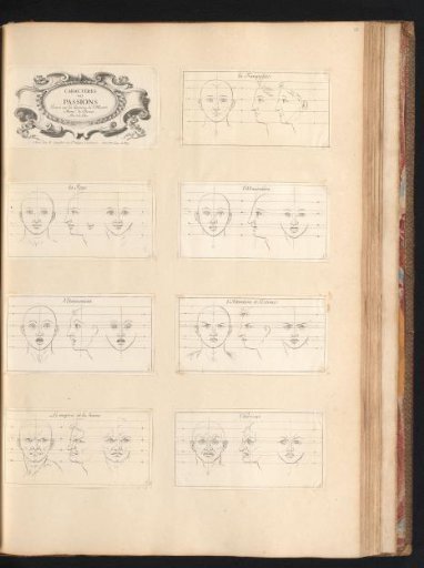 Title Print and Seven Drawing Examples of Various Facial Expressions