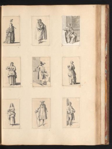 Nine Costume Studies of Various Men and Women