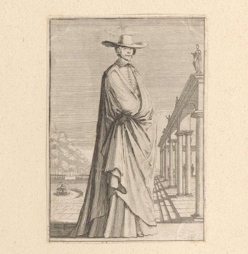 Abbot standing in a courtyard