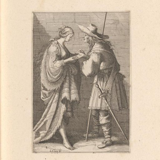 Fortune-teller or palm reader, reading a man's hand