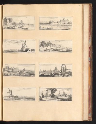 Eight prints with various buildings