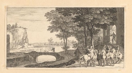 Landscape with resting riders at an inn