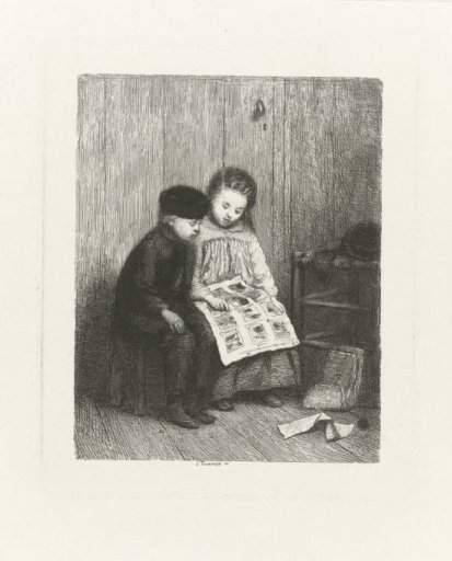 Two children with a children's picture