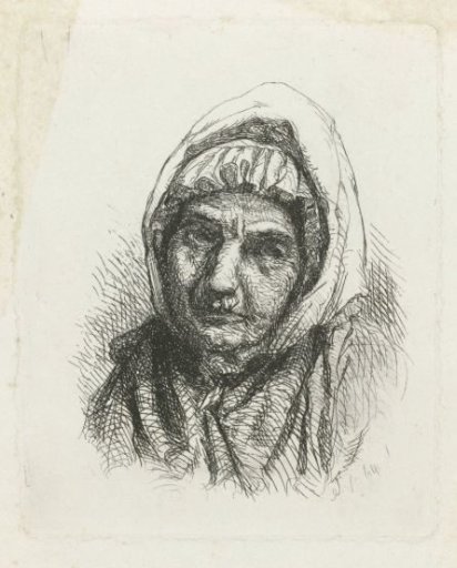 Face of an old woman with a headscarf