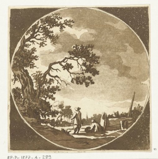 Landscape with two walkers