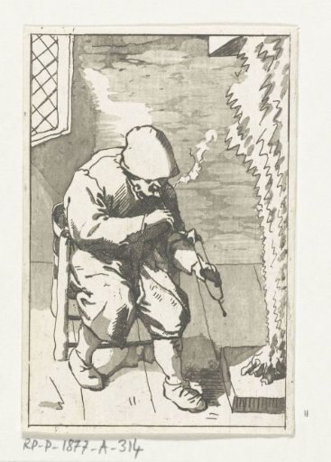 Man Lighting His Pipe