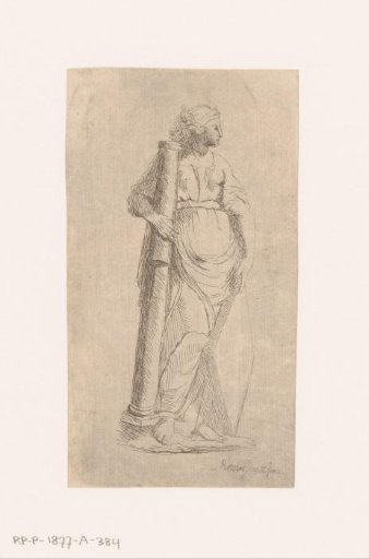 Statue of a Woman with a Pillar and an Empty Shield