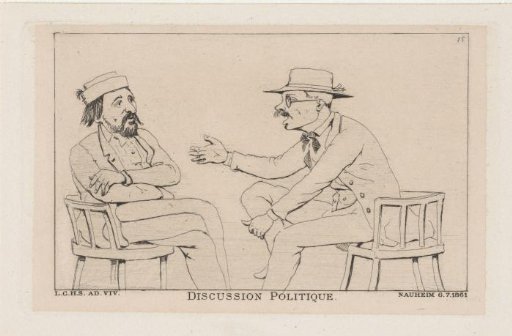 Two seated men in conversation