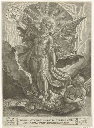Archangel Michael trampling Satan