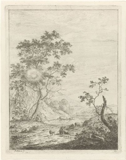 Mountainous Landscape with Shepherd and Cattle