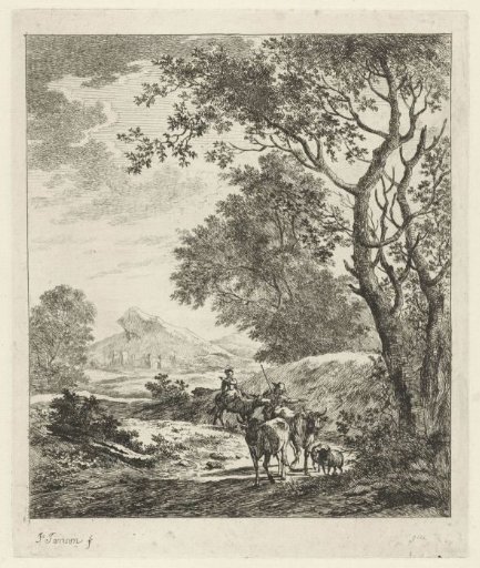 Landscape with shepherd and cattle