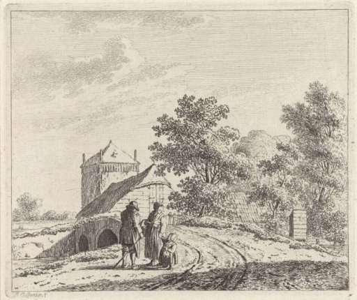 Landscape with stone bridge