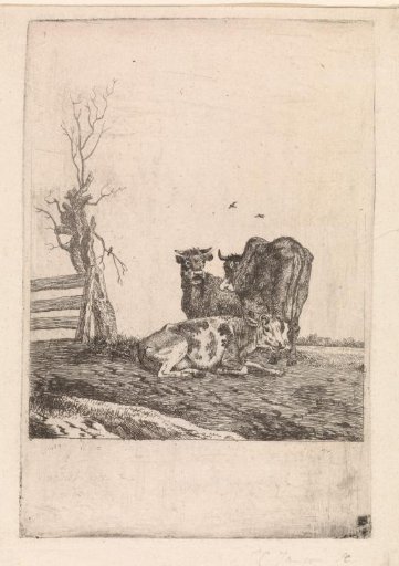 Landscape with three cows