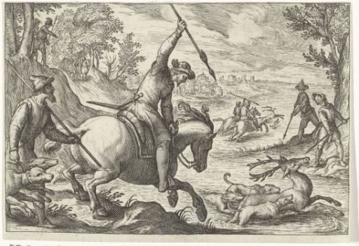 Landscape with deer hunt