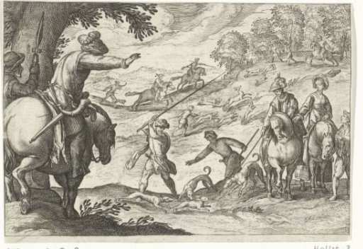 Landscape with hare hunt
