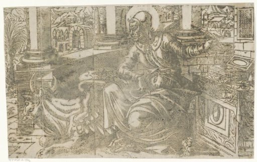 Luke the Evangelist Writing His Gospel