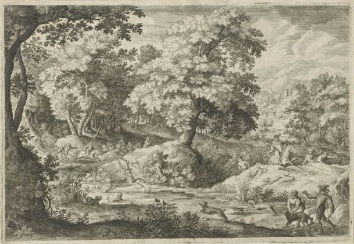 Stag hunt in a marsh
