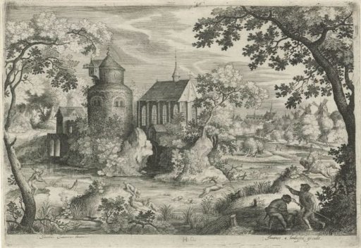 Stag hunt at a chapel