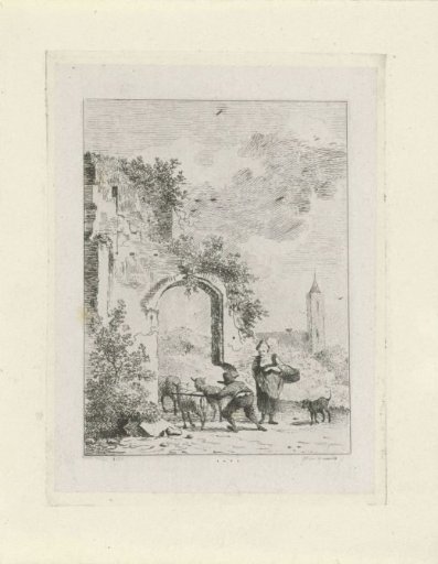 Shepherd with Sheep at a Gate